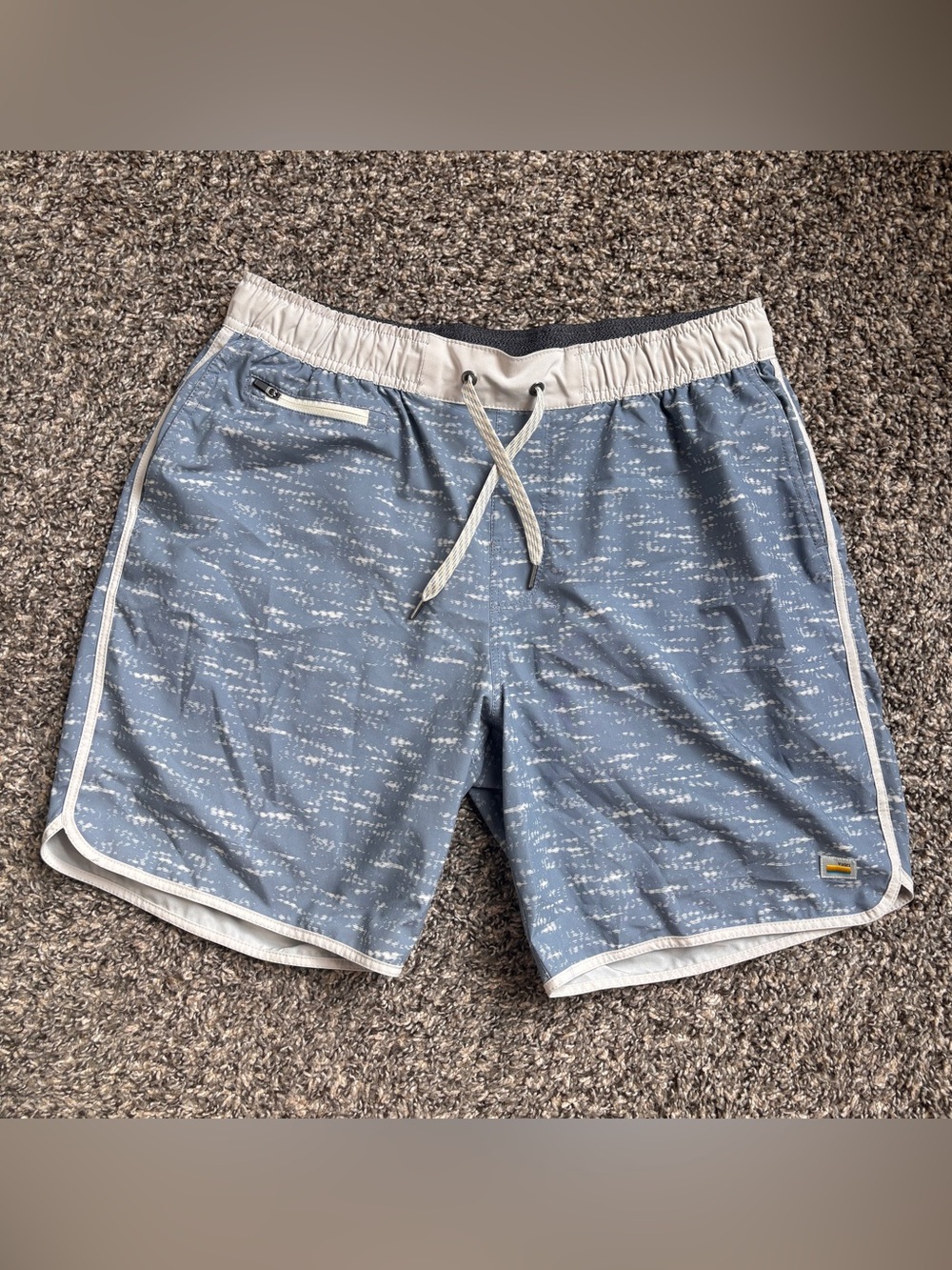 Vuori Banks Shorts Mens Large Blue Slub 7” Inseam Boardshorts Swim Gym Run